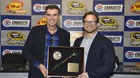 Charlotte Motor Speedway President and General Manager Marcus Smith presented Ray Evernham with the Smokey Yunick Award during Bojangles' Pole Night at Charlotte Motor Speedway.