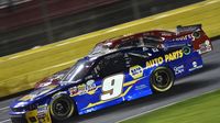 Chase Elliott takes the low line during Friday's Drive for the Cure 300 presented by Blue Cross Blue Shield of North Carolina.