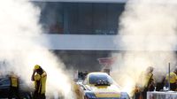 Del Worsham warms up his car before an elimination run during elimination Sunday at the NHRA Carolina Nationals at zMAX Dragway.