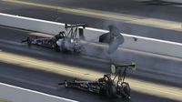 JR Todd pulls ahead of No. 1 qualifier Clay Millican during elimination Sunday at the NHRA Carolina Nationals at zMAX Dragway.