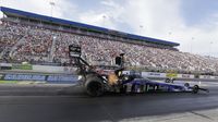 JR Todd shows off his new Jimi Hendrix Foundation paint scheme during elimination Sunday at the NHRA Carolina Nationals at zMAX Dragway.