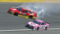 Alex Bowman spins during a rare Sunday Bank of America 500/Drive for the Cure 300 doubleheader at Charlotte Motor Speedway.