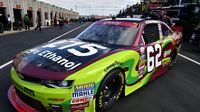 Brendan Gaughan backs out of his garage stall during XFINITY Series practice during Thursday's Bojangles' Pole Night at Charlotte Motor Speedway.