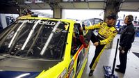 Matt Crafton climbs into his truck during Thursday's practice session at Charlotte Motor Speedway.