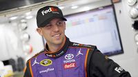 Denny Hamlin was all smiles in the garage during an action-packed NASCAR Sprint All-Star Race at Charlotte Motor Speedway.