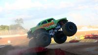 Avenger soars over a jump during the Circle K Back-to-School Monster Truck Bash at The Dirt Track at Charlotte.