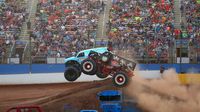 Hooked narrowly leads Dawg Pound during the Circle K Back-to-School Monster Truck Bash at The Dirt Track at Charlotte.