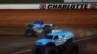 Bigfoot and Hooked race head-to-head during the Circle K Back-to-School Monster Truck Bash at The Dirt Track at Charlotte.