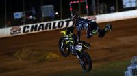High-flying motocross stunts entertained the crowd during the Circle K Back-to-School Monster Truck Bash at The Dirt Track at Charlotte.