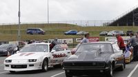 Cars line up in the staging area during Friday's qualifying action at the NHRA 4-Wide Nationals presented by Lowes Foods.