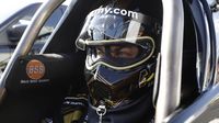 Top Fuel champion Tony Schumacher looks focused in the staging lanes during Saturday's qualifying action at the NHRA Carolina Nationals at zMAX Dragway.