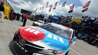 Monster Energy All-Star Race champion Kyle Busch gets ready for practice during Thursday's LiftMaster Pole Night at Charlotte Motor Speedway. 