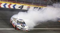 Kevin Harvick spins coming out of Turn 4 during Sunday's running of the Coca-Cola 600 at Charlotte Motor Speedway.