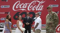 Fans celebrate their wedding in Victory Lane before Sunday's running of the Coca-Cola 600 at Charlotte Motor Speedway.