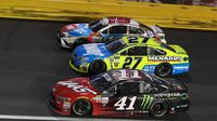 Drivers go three-wide during Sunday's running of the Coca-Cola 600 at Charlotte Motor Speedway.