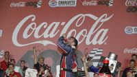 Austin Dillon celebrates his first Cup Series win in Victory Lane after taking the checkers at Sunday's running of the Coca-Cola 600 at Charlotte Motor Speedway.