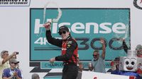 Ryan  Blaney celebrates in Victory Lane during Saturday's Hisense 4K TV 300 at Charlotte Motor Speedway.