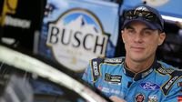 Kevin Harvick was all smiles in the garage before practice during Friday's action at Charlotte Motor Speedway.