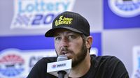 Martin Truex Jr. talks with media during Friday's action at Charlotte Motor Speedway.