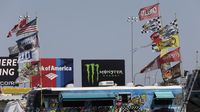 Infield campers show their true colors with driver flags high above their campers during Monster Energy All-Star Saturday at Charlotte Motor Speedway.