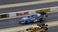 Funny Car drivers John Force (top) and JR Todd during the opening day of the NHRA Carolina Nationals at zMAX Dragway.