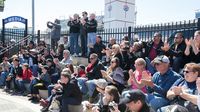 A crowd gathered in Victory Lane to watch the Best of Show awards ceremony during the final day of the Pennzoil AutoFair at Charlotte Motor Speedway.