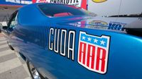 A detail of the 1970 Plymouth AAR 'Cuda that was named Best of Show during the final day of the Pennzoil AutoFair at Charlotte Motor Speedway.