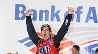 Jeff Gordon celebrates in Victory Circle in 2007 after earning his second Bank of America 500 win at Charlotte Motor Speedway. 