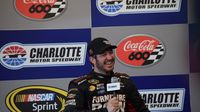 Martin Truex Jr. shares a laugh with the media during a Goodyear tire test on Wednesday, March 9, ahead of the 10 Days of NASCAR Thunder at Charlotte Motor Speedway in May.