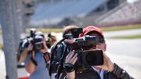 Media cover the Goodyear tire test on Wednesday, March 9 at Charlotte Motor Speedway.