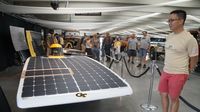 A solar-powered vehicle built by student at Georgia Tech on display during opening day of the Charlotte AutoFair at Charlotte Motor Speedway.