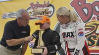 Beginner Bandit Josh Speas talked to Speedway TV's Lenny Batycki in Victory Lane during Round 6 of the Bojangles' Summer Shootout at Charlotte Motor Speedway.