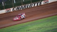 Rick Eckert drives his dirt late model hard into Turn 2 during a test session at The Dirt Track at Charlotte ahead of the Nov. 5-7 Bad Boy Buggies World of Outlaw World Finals.