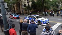 Fans snap pictures of Ricky Stenhouse Jr's Roush Fenway Racing Ford during a Laps Around Uptown event in Center City Charlotte Monday to kick off race week at Charlotte Motor Speedway.