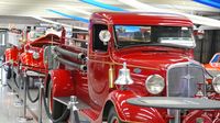 Vintage fire trucks were a popular attraction in the Nationwide Showcase Classic Car Pavilion during opening day at the Pennzoil AutoFair at Charlotte Motor Speedway.