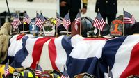 Helmets of first responders from across the area on display during opening ceremonies for the 6th annual Laps for Life event at Charlotte Motor Speedway.