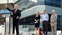 John Pyndus, a 9/11 survivor and Red Cross volunteer, shared his emotional story of survival during opening ceremonies for the 6th annual Laps for Life event at Charlotte Motor Speedway.