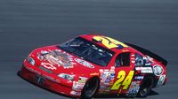 The infamous T-Rex car on track at Charlotte Motor Speedway in 1997. The innovative design was so far ahead of its time that NASCAR rewrote portions of the rule book following the race to make the car illegal.