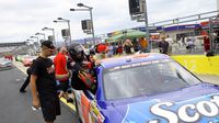 Hunter Hayes climbs into the passenger seat of an 800-horsepower stock car for a Rusty Wallace Racing Experience ride along at Charlotte Motor Speedway on Friday, Aug. 7, 2015. The singer was at the speedway to promote his pre-race concert before the Bank of America 500 on Saturday, Oct. 10, 2015.