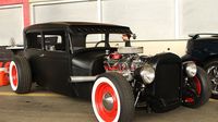 A heavily customized hot rod sits on display at the Pennzoil AutoFair presented by Advanced Auto Parts at Charlotte Motor Speedway.