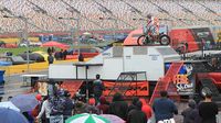 A rider from Adam Holbrook's Trial Bike Stunt Show performs during Saturday's fun at the Pennzoil AutoFair presented by Advance Auto Parts.