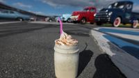 Levy Restaurant's three-alarm milkshake offers a spicy treat during Friday's action at the Pennzoil AutoFair at Charlotte Motor Speedway.