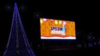 A general view of the lights and the speedway's 16,000-square-foot HDTV during opening night of Charlotte Motor Speedway's seventh annual Speedway Christmas.