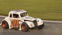 Stevie Johns Jr. leads the Legends Car Semi-Pro field during opening night of the Bojangles' Summer Shootout at Charlotte Motor Speedway.