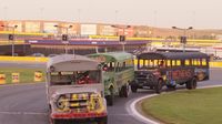 Local media members took to the track during the Media Mayhem School Bus Slobberknocker during Round 4 action at the Bojangles' Summer Shootout.