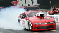 Nine-time Pro Mod world champion Rickie Smith warms up his tires with a burnout during a three-day Pro Mod test featuring 20 teams at zMAX Dragway.