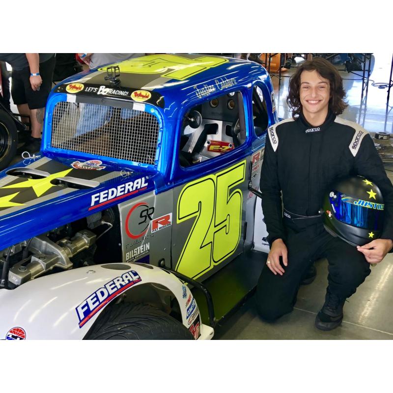 Justice Calabro, a 14-year-old rookie in the Bojangles' Summer Shootout's K1 Speed Young Lions division, moved to North Carolina from Hollywood, California, to further his racing career.