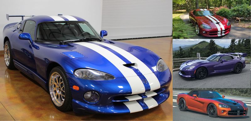 Former NASCAR crew chief Ray Evernham's 1995 Dodge Viper (left), a gift from team owner Rick Hendrick after Jeff Gordon's Cup Series championship, will highlight a display to the iconic sports car at this fall's Pennzoil AutoFair presented by Advanced Auto Parts, Sept. 21-24.